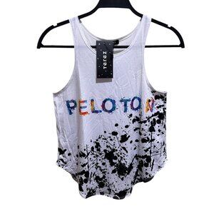 Peloton Terez Collab Size XS‎ White Paint Splatter Activewear Tank Top NWT